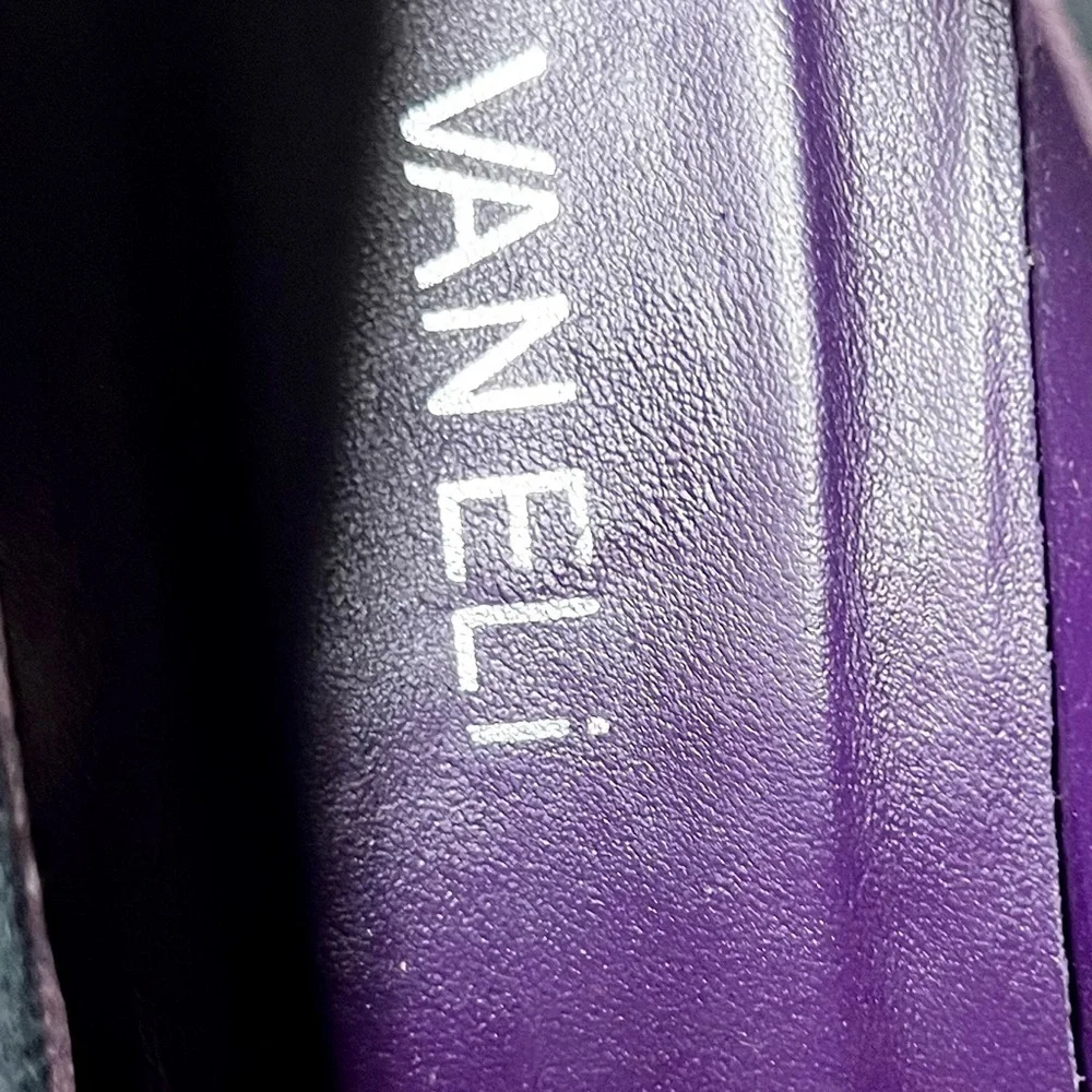 VANELI Women's Pewter Navy peep toe wedge Shimmer size 9N